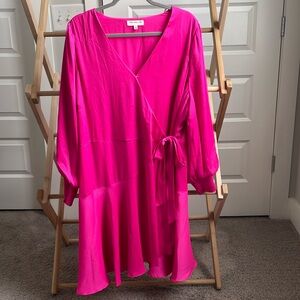 Pink Plus Size Wrap Dress